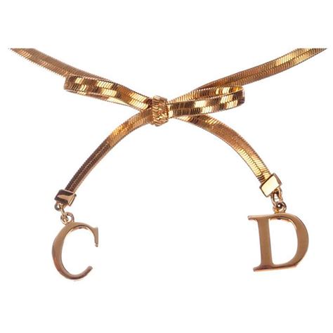 christian dior gold bow necklace|christian dior gold chain necklace.